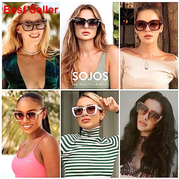 Oversized Cat Eye Sunglasses with UV400 Protection, 70s Trendy Style main image 7